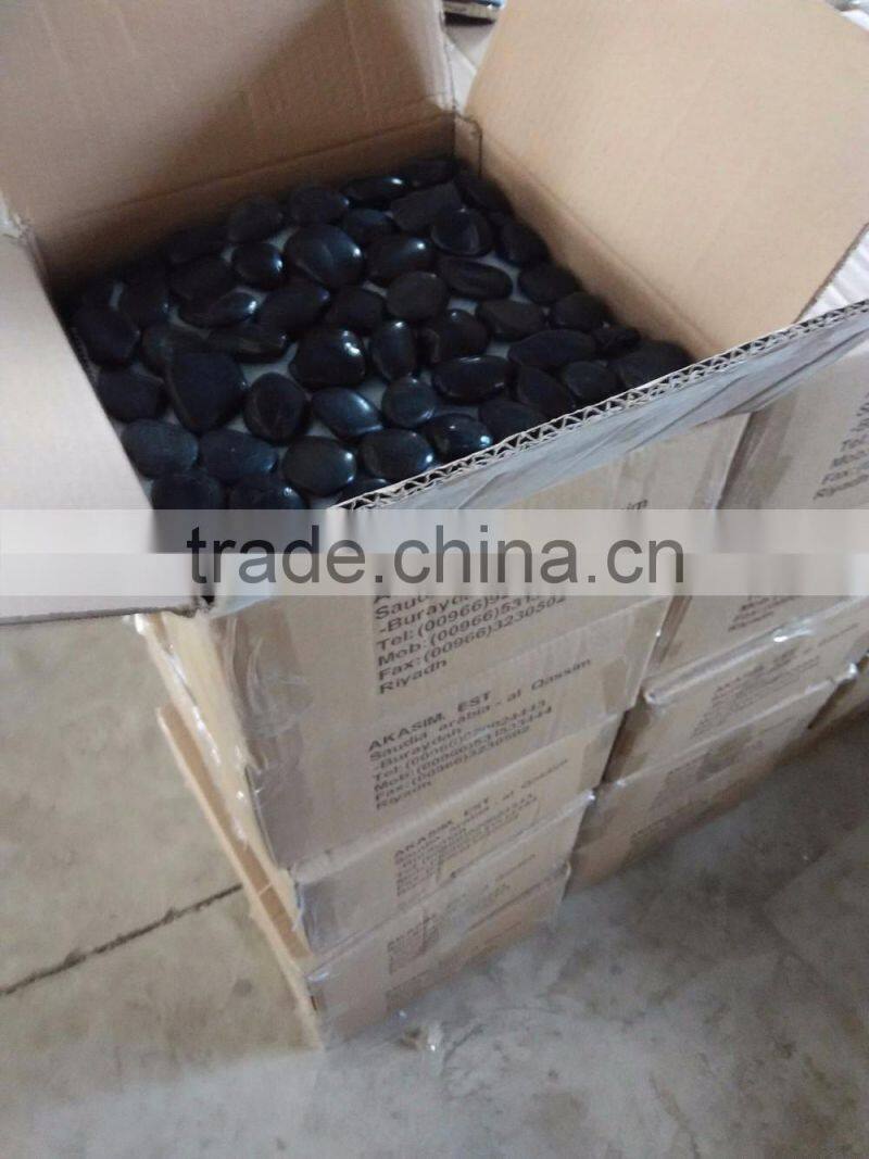 Polished mixed color pebble mesh tiles