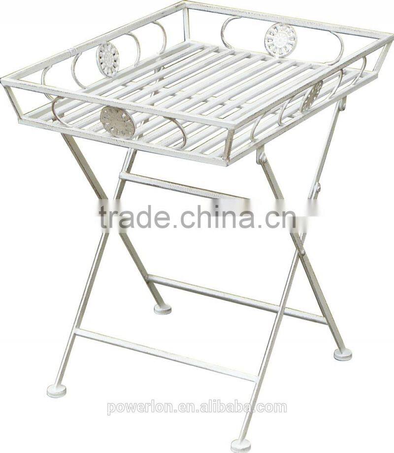 Royal Antique Wrought Irons Folding Metal Decorative Outdoor Tray Table