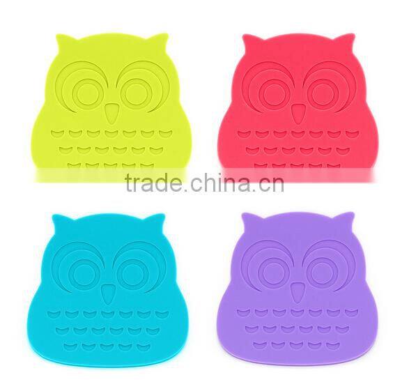 Owl Shaped Silicone Waterproof Heat Resistant Table mat&silicone baking mat*silicone coaster&silicone placemat