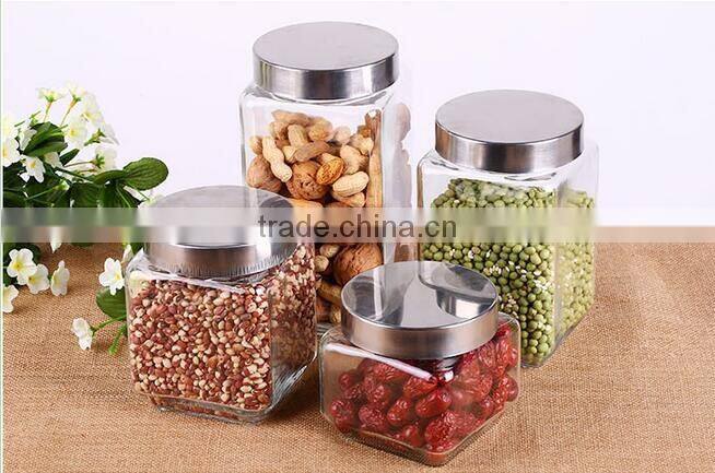 900ml Square candy glass jar square food glass jar square glass jar with lid