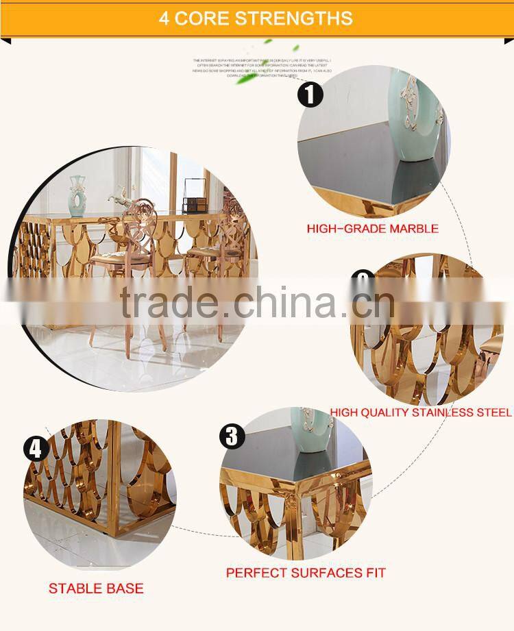 TH396-1 Marble Stainless Steel Rose Gold Dining Table