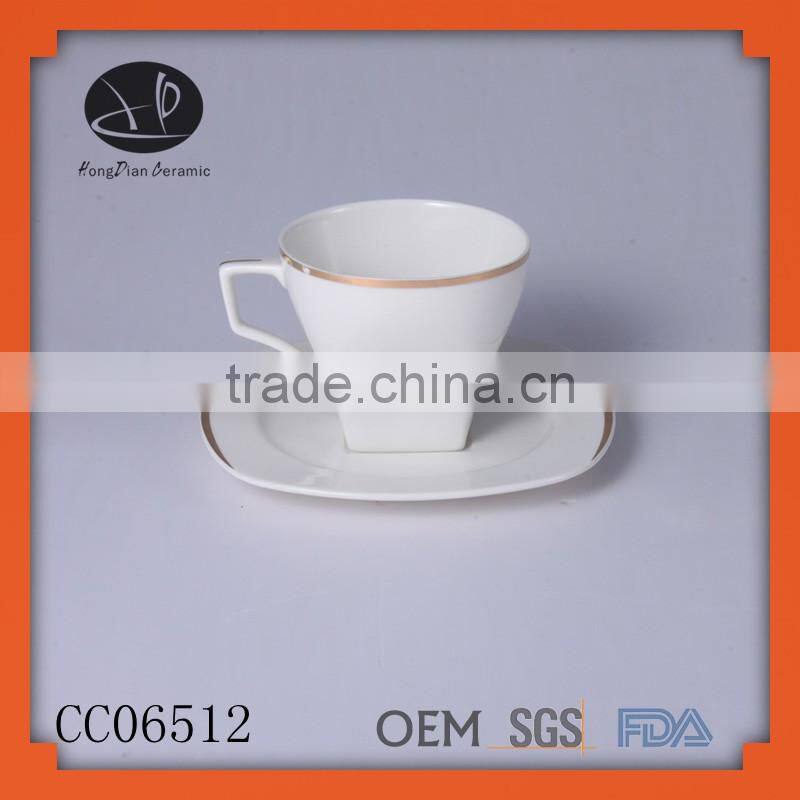 Eco-Friendly Feature and AB grade porcelain,Ceramic Material golden design coffee cup and saucer