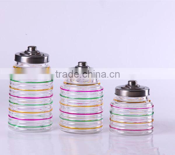 4pcs round glass jar with handdrawing
