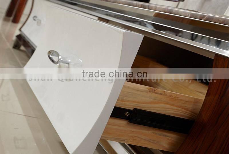 Modern Marble Top Metal TV Cabinet with Showcase