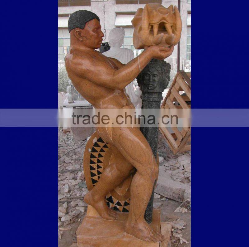 Hand carved African style marble stone life size man statue