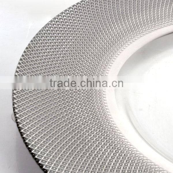 charger plate antique gold plate Silver Rimmed glass Charger Plates