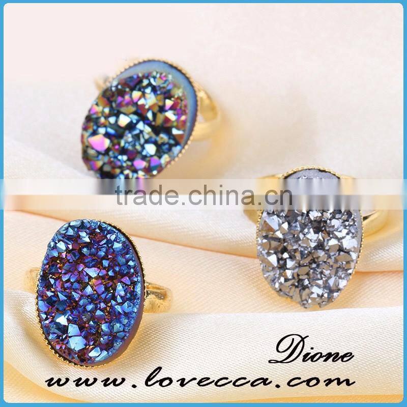 mix style top quality amethyst mixed shape gemstone druzy rings