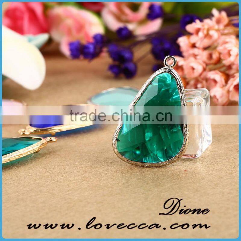 Wholesale gold/silver plated glass bezel pendant ,glass stones with brass frame
