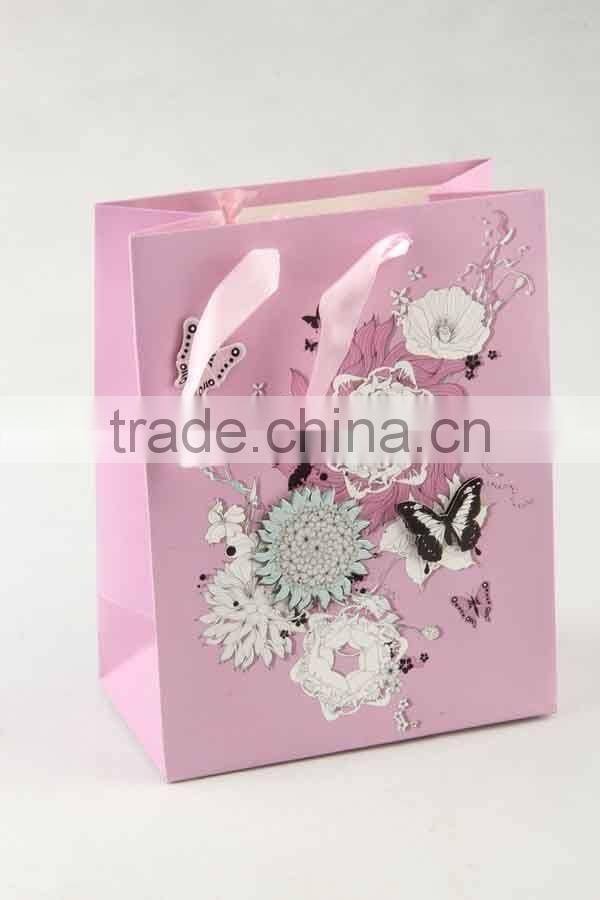 Printed Foldable Gift Bag With 3D Butterfly Patterns/Shopping Paper Bag