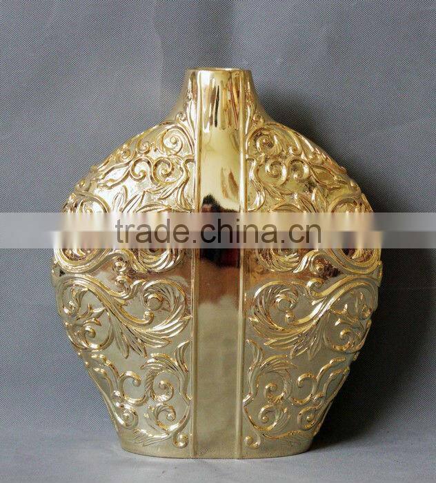 Golden galvanized decorative vase