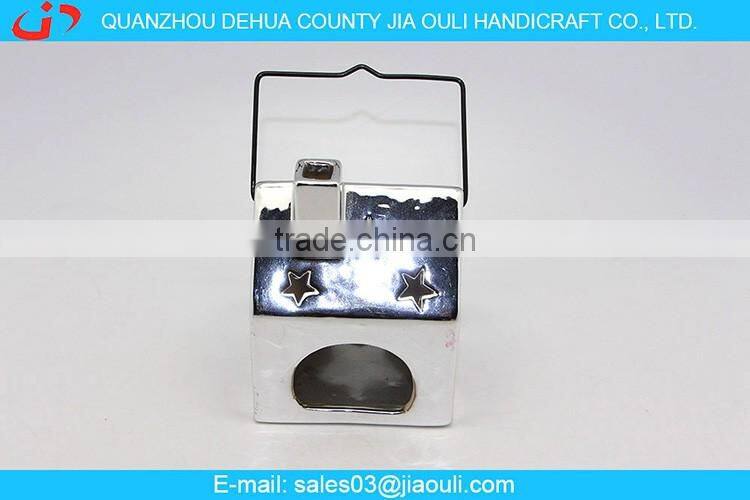 BSCI Certificated factory ceramic plating silver hollowed-out hanging lamp sale