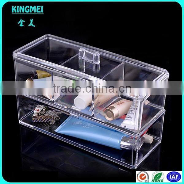 Mini clear acrylic makeup rectangle storage box with lid