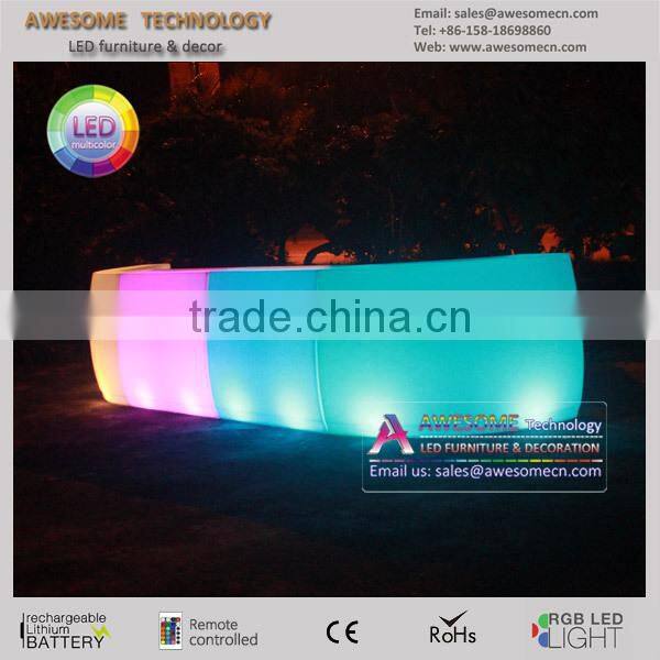 led lighted outdoor plastic sectional bar counter / outdoor bar table suite
