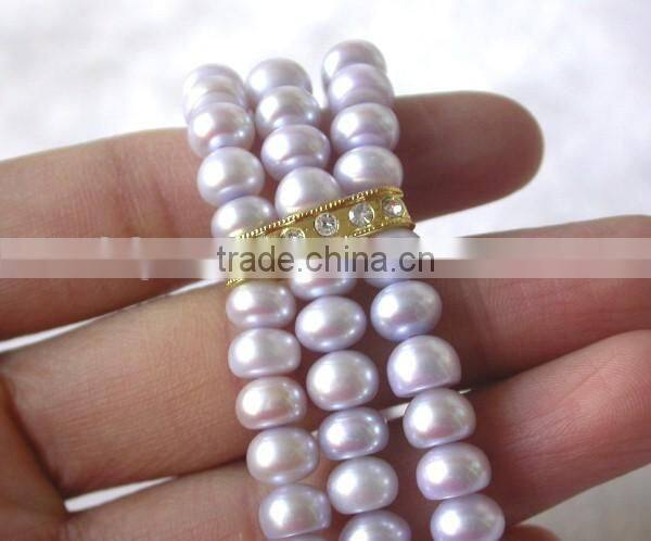 9-10 mm button shape purple freshwater pearl bracelet