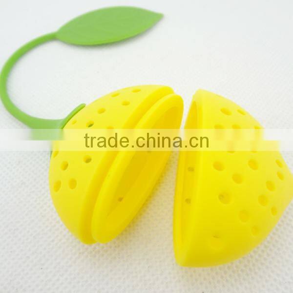 Lovely Strawberry Silicone Tea Infuser Strainer Herbal Spices Leaf by Silicone Strainer color yellow