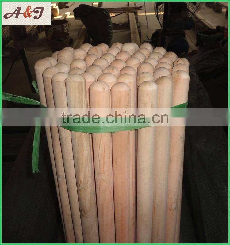 Durable wood brush handle with metal screw