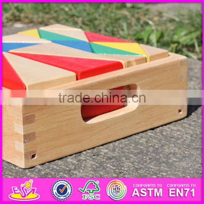 2017 new design 18 pieces educational wooden kids building blocks with box W13A115