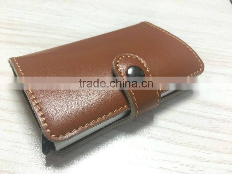 Multi Function Genuine leather/PU Leather & Aluminum Credit Card Holder Slim Metal RFID Protector Wallet