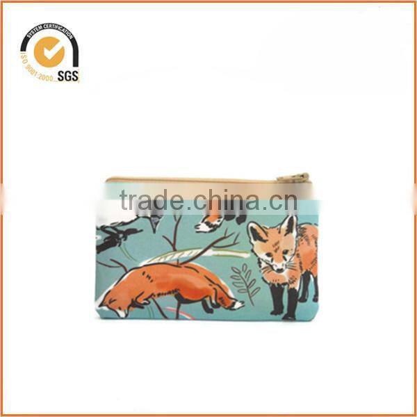 Spring Fox Zippered Pouch / Zipper Bag with Spring Woodland Animals / Cute Camera Bag By Chiqun Dongguan CQ-H03008