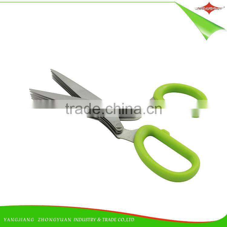 ZY-J8005 Curve 5 Blades Herb Kitchen Scissors Made of Stainless Steel vegetables cutting scissors