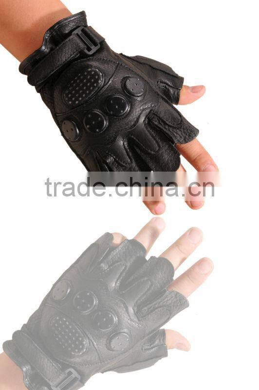 Tactical Leather gloves half finger black