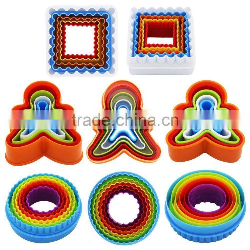 Custom 3D Bakeware Cookie Tools Set Colorful Plastic Round Cookie Cutter