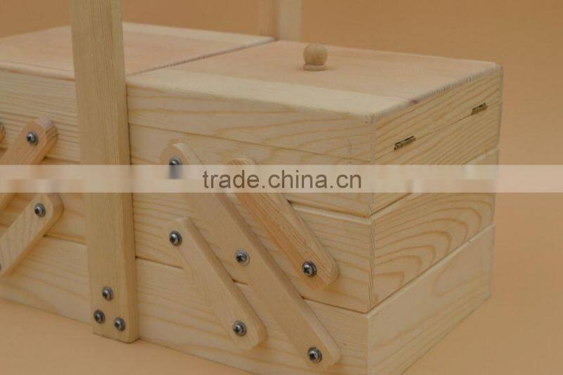 folding wooden sewing box