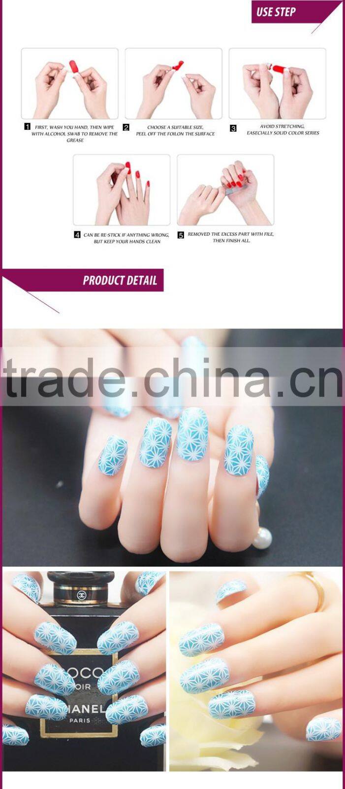 100% nail polish strip type nail polish sticker nail patch