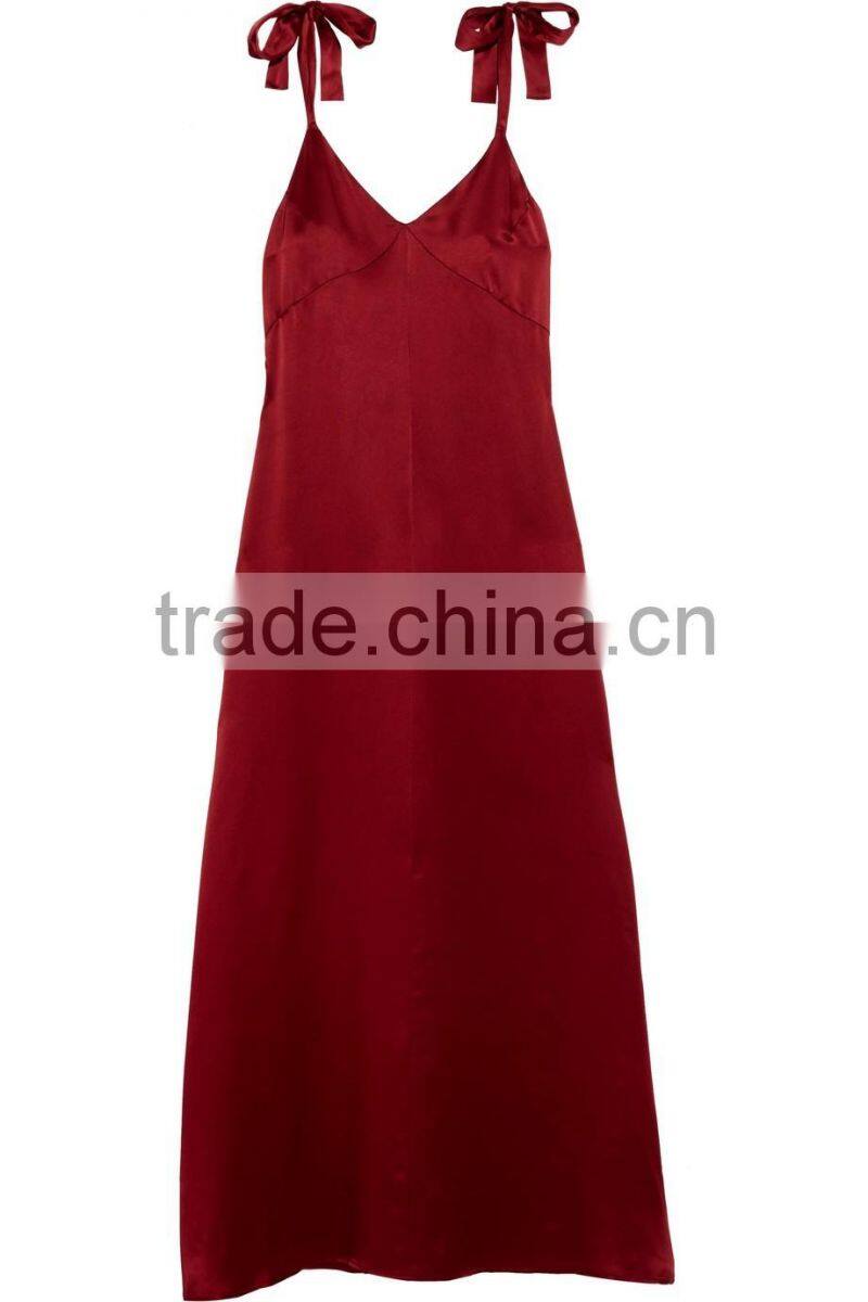 Slip-Style Sexy Nighty Silk Maxi Dresses Ladies Night Long Evening Party Wear Gown 2016 HSD5806