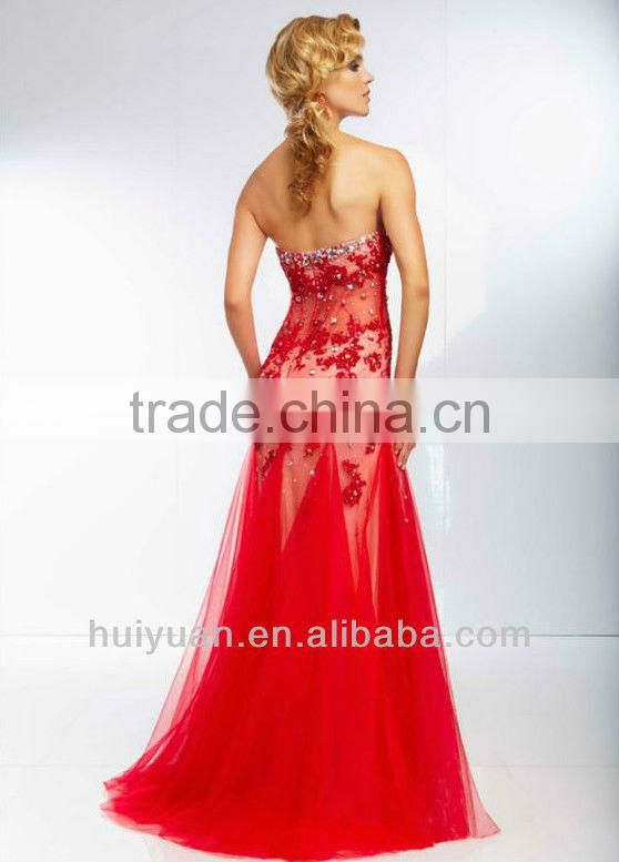 A-line Sweetheart Strapless Lace Appliques dresses for women