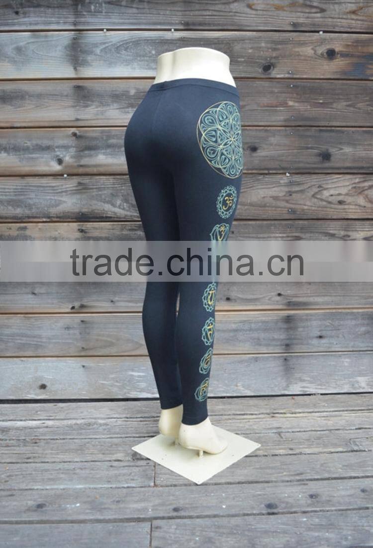 OEM flower ditigal printing black fitness wear funny yoga pants