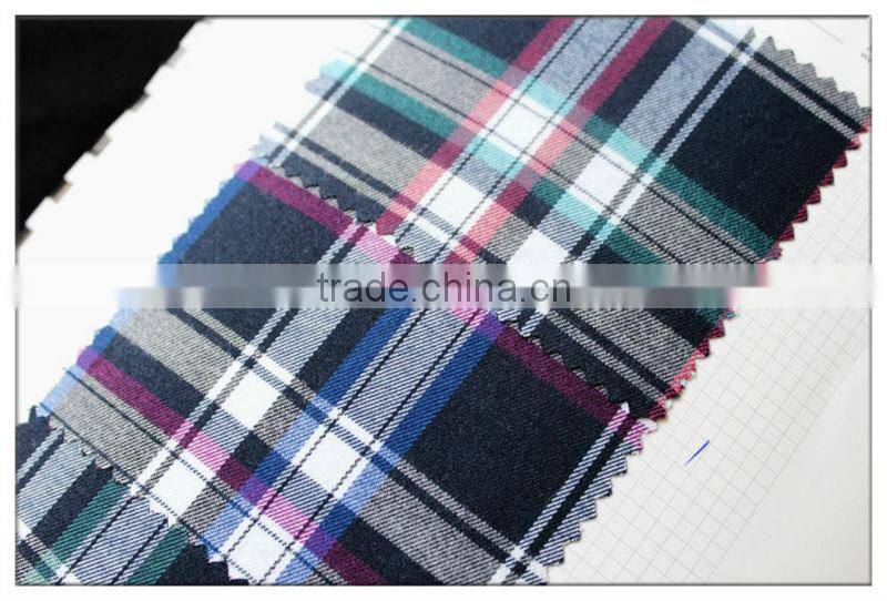 herringbone cotton yarn dyed plaid flannel fabric for Autumn shirts