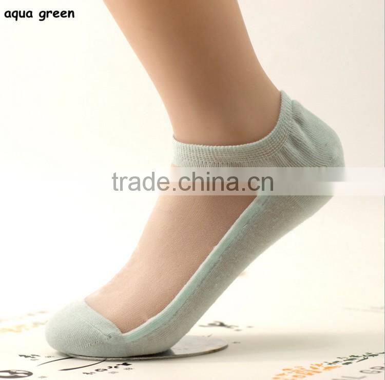 Women Lace Ankle Sock Soft Comfy Sheer Silk Cotton Elastic Mesh Knit Trim Transparent Ankle Socks