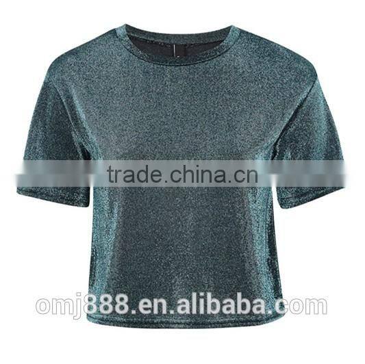 Wholesale fashion metallic shimmer t-shirt women