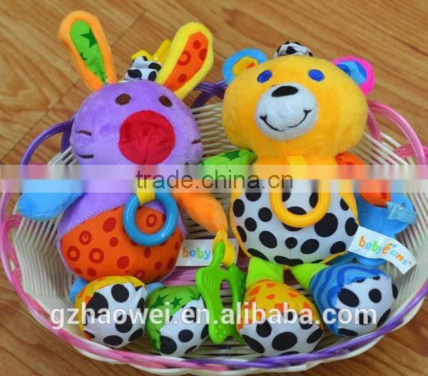 Colorful animal shaking Plush toys baby educational stuffed & plush toy baby gifts