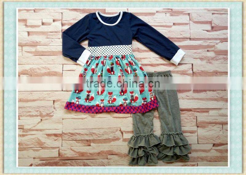 Factory hot sale girl's summer the fox cartoon design baby clothing