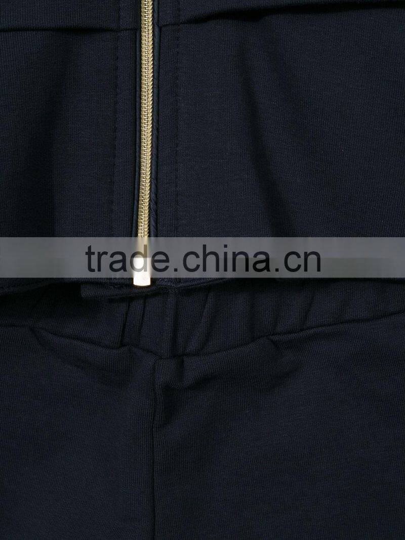 2017 new style children fashion contrast pocket tracksuit baby girl boutique clothing sets wholesale