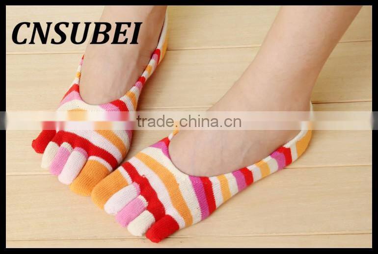 Japanese cotton striped socks shallow mouth invisible socks toe socks
