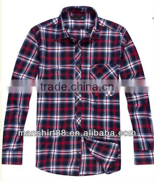 2016 Elegant fancy style 100%Cotton Single velvet Checked thickening Shirt for men
