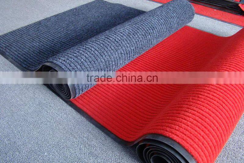 Polyester double stripes PVC door mat