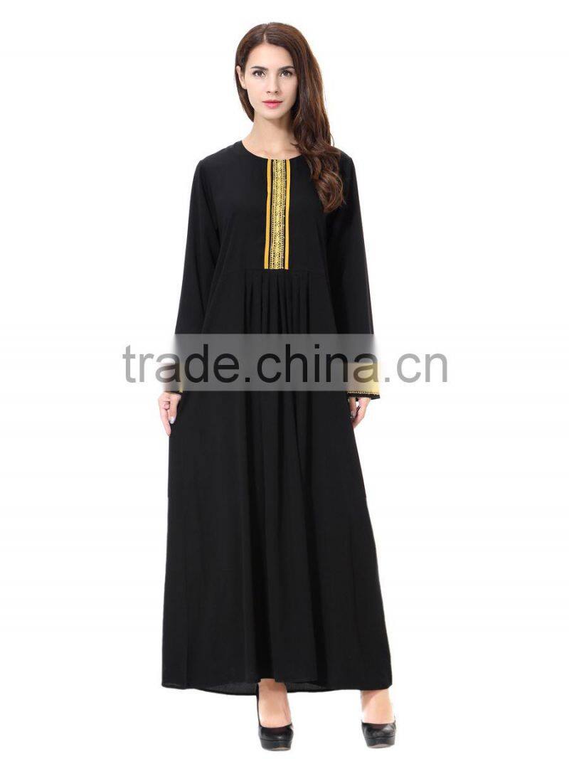 embroider young girl muslim dress/ dqln muslim islamic fashionable abaya kaftan dresses/fancy dl islamic muslim dress