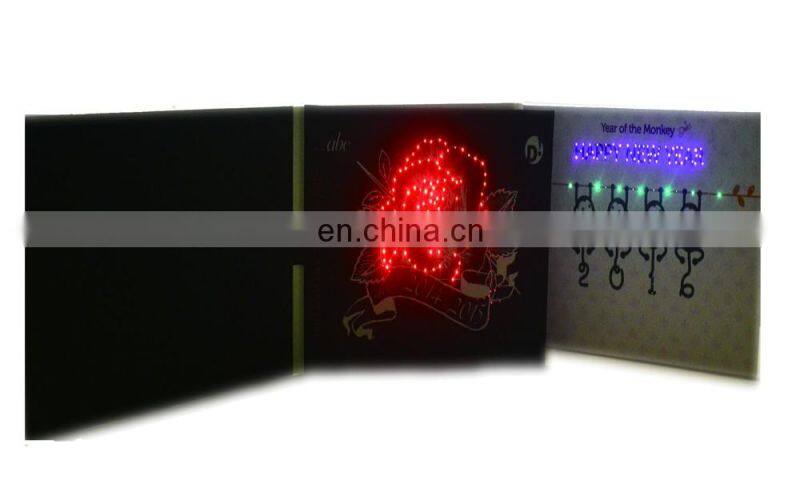 Hot selling LED Lighting Up Paper Greeting Cards With Fiber Optic