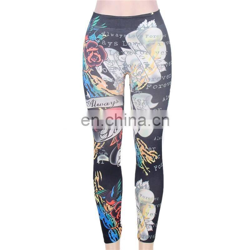 Newest printed seamless tatoo design leggings