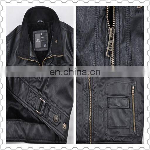 2015 last fashion handsome faux fur lining pu leather man fur coat