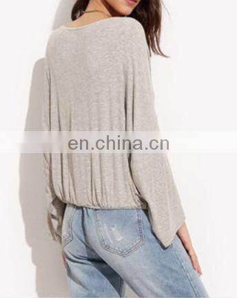 2016 New Design Women Ladies Plain TShirt Long Sleeve Shirt Casual Blouse Tops V Neck Cotton Tee