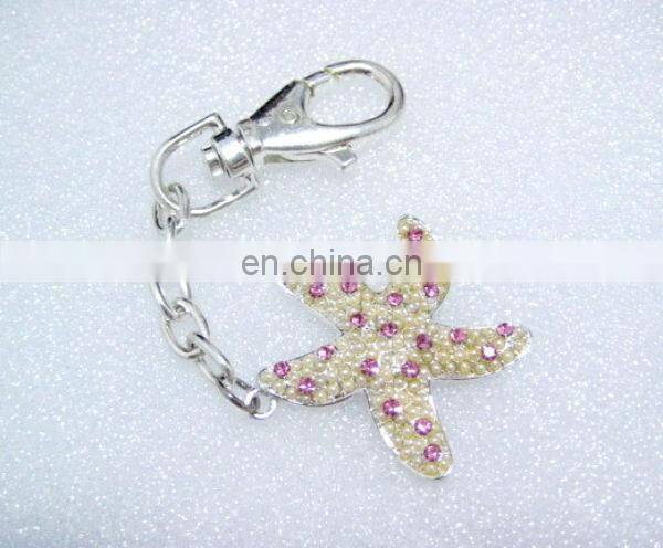 2014 new design keyring starfish custom metal keychain