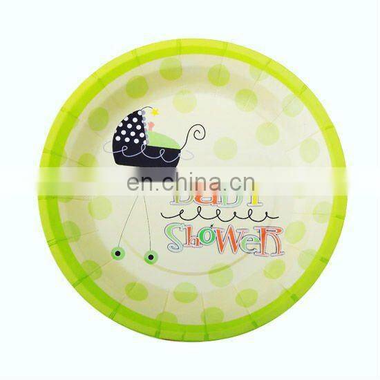 Fashional 7" multi-colored round baby paper party supplies plates