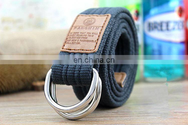 BT0635 Fashion Double D-ring Jeans Belt Fabric Canvas Belt for Men