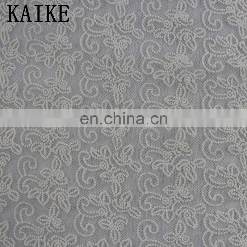 Wholesale custom white voile embroidery chantilly lace fabric