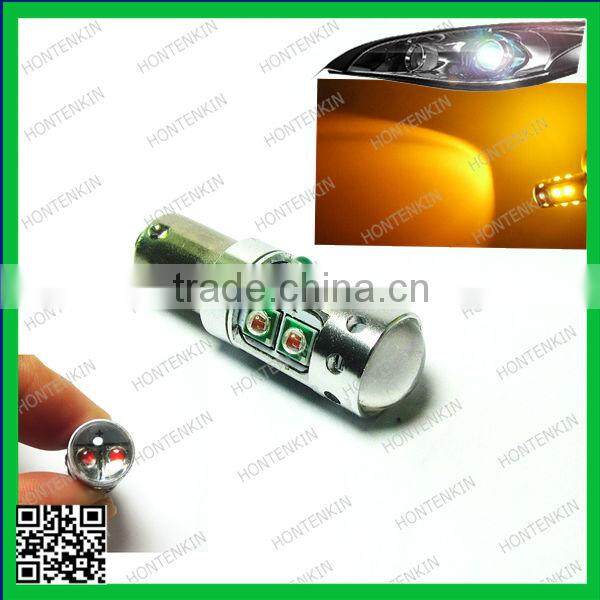 Car Auto 50W High Power LED Lights Bulb Amber BAY9S 50W